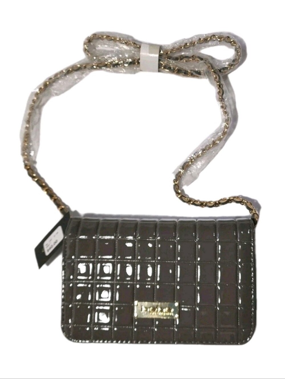 NWT Bebe Leona Croco Croc Purse Buffy Crossbody Bag Grey Gold 7.5 X 5 Read